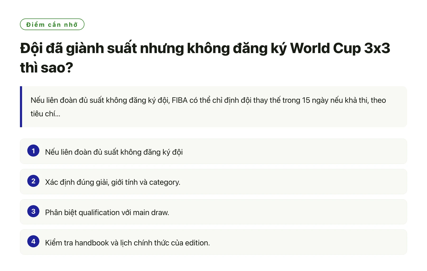 Đội đã giành suất nhưng không đăng ký World Cup 3x3 thì sao?——全文要点速览